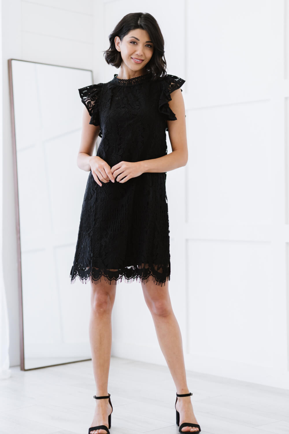 Sweet Lovely by Jen Fit for Royalty Lace Flutter Sleeve Dress