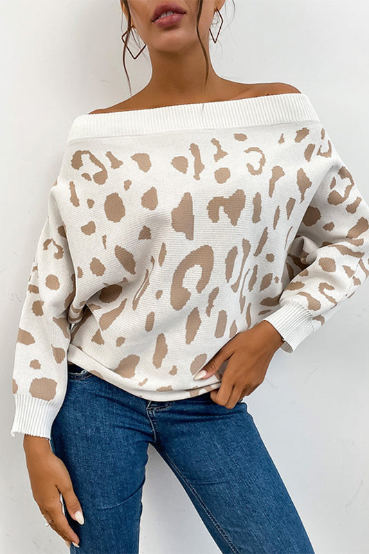 Off-Shoulder Leopard Sweater