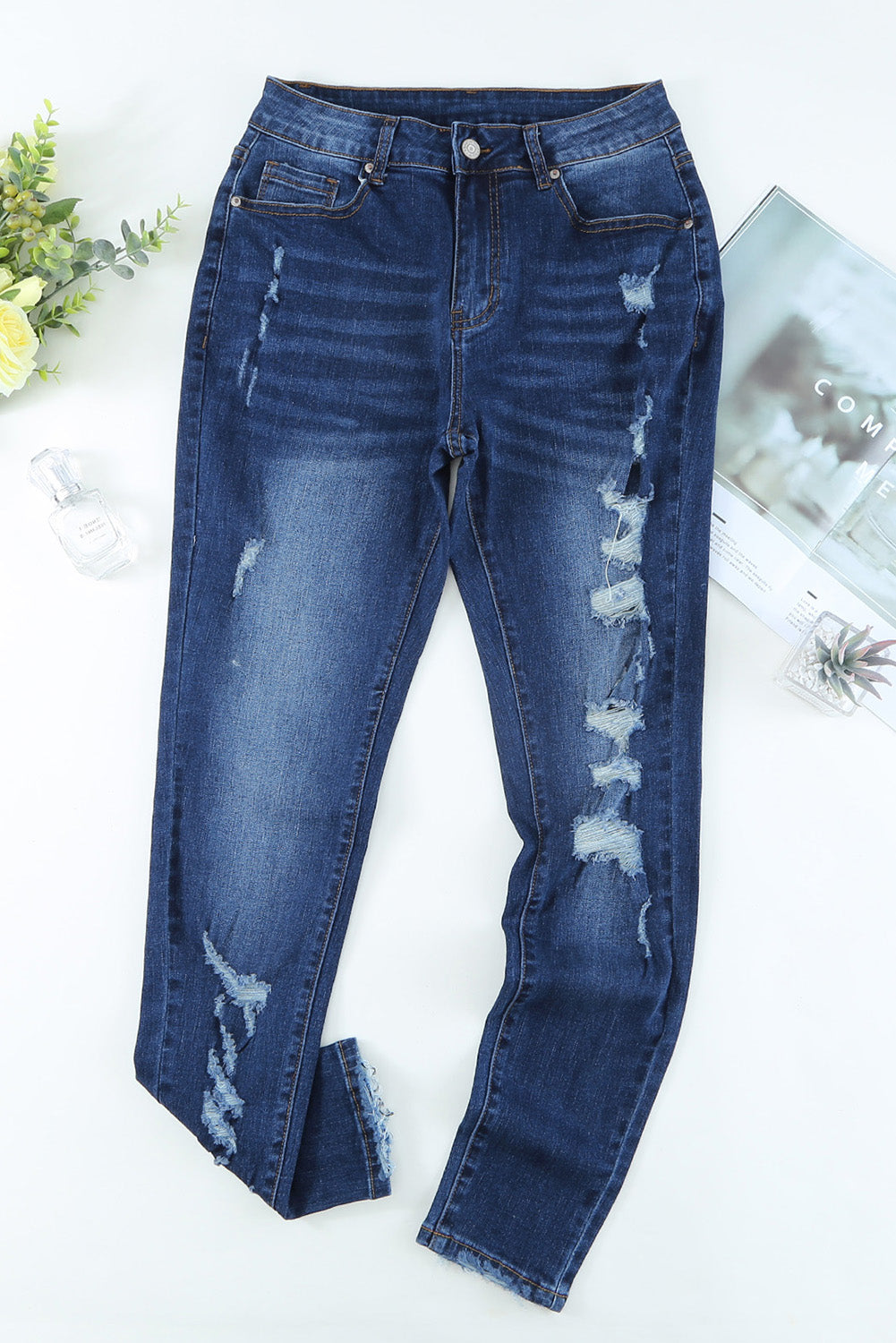 Distressed High Waist Skinny Jeans