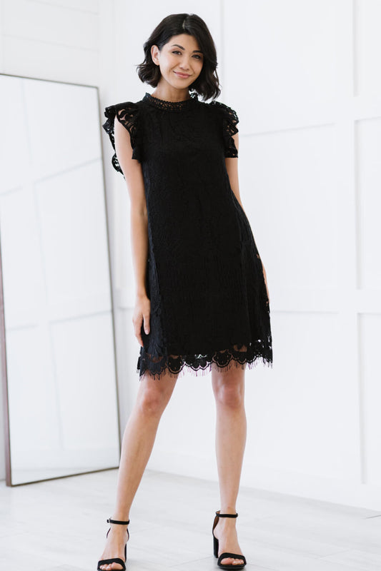 Sweet Lovely by Jen Fit for Royalty Lace Flutter Sleeve Dress